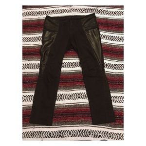 TORY BURCH leather + denim black jeans